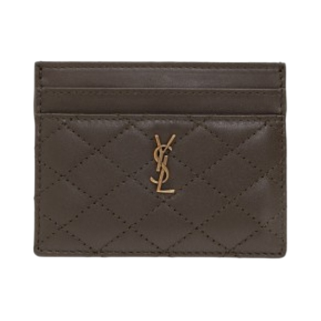 703219-1EL1W-3212 Saint Laurent Gaby Card Case in Quilted Lambskin Light Musk