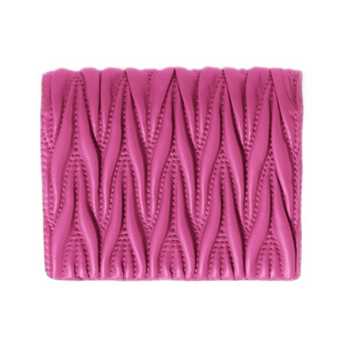 미우 미우 스몰 마테라쎄 나파 레더 월렛 푸시아 화이트(Miu Miu Small Matelasse Nappa Leather Wallet Fuchsia White) - 3