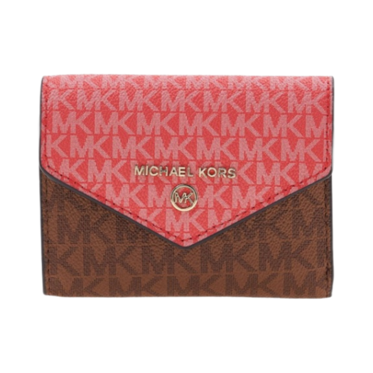 Michael Kors Jet Set Two-Tone Signature Logo Tri-Fold Wallet Dahlia Multi