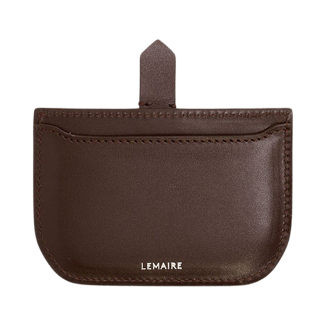SL0033-LL0069-401 Lemaire Shiny Box Leather Calepin Mirror & Card Holder Chocolate Fondant