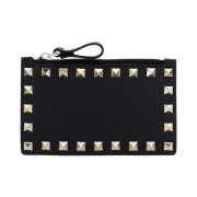 Valentino Rockstud Card Holder with Zipper Black