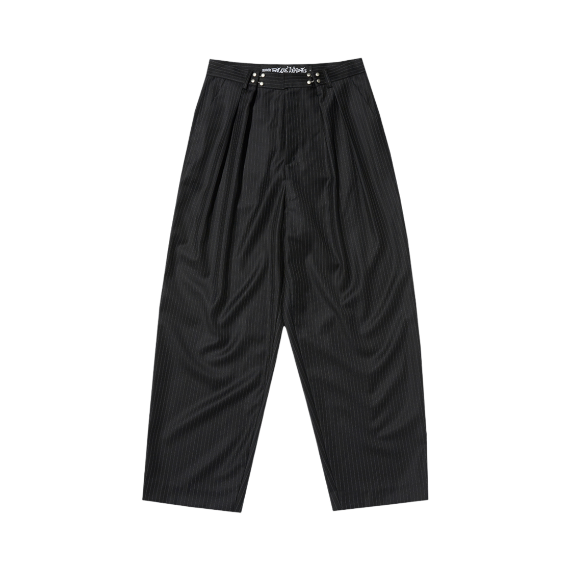 스웨이드 투턱 스트라이프 슬랙스 블랙(Suade Two Tuck Stripe Slacks Black)