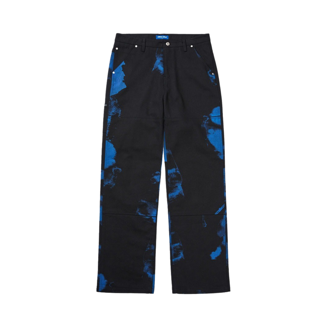 KNP003mBK Knowwave Blue Print Cotton Pants Black