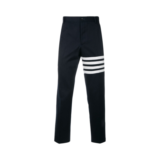 Thom Browne Cotton Twill Knit Seamed 4-Bar Unconstructed Chino Trouser Navy