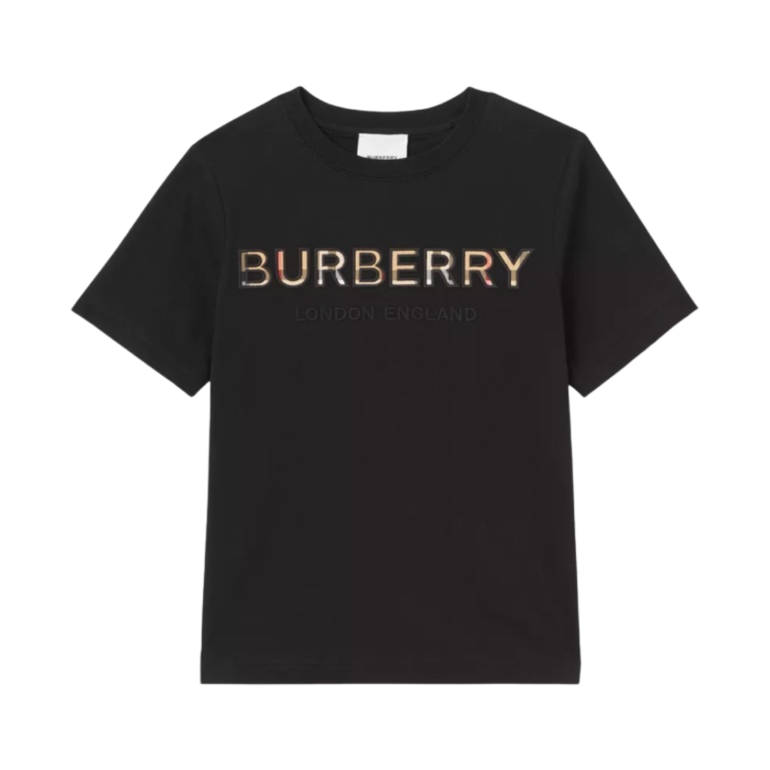 (키즈) 버버리 자수 로고 코튼 티셔츠 블랙((Kids) Burberry Embroidered Logo Cotton T-Shirt Black)