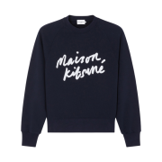 (W) Maison Kitsune Handwriting Adjusted Sweatshirt Navy
