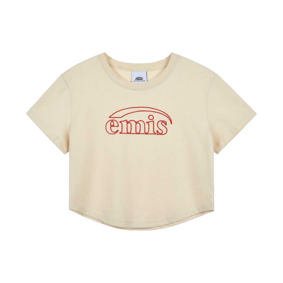 (W) 이미스 체인 스티치 티셔츠 베이지 레드((W) Emis Chain Stitch T-Shirt Beige Red) - 1