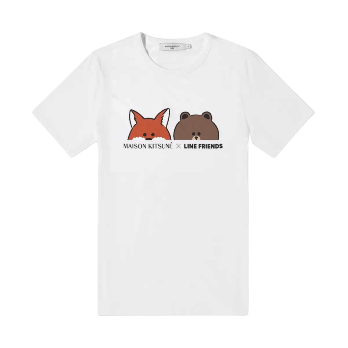 메종 키츠네 x 라인 프렌즈 스케이트 프린트 티셔츠 화이트