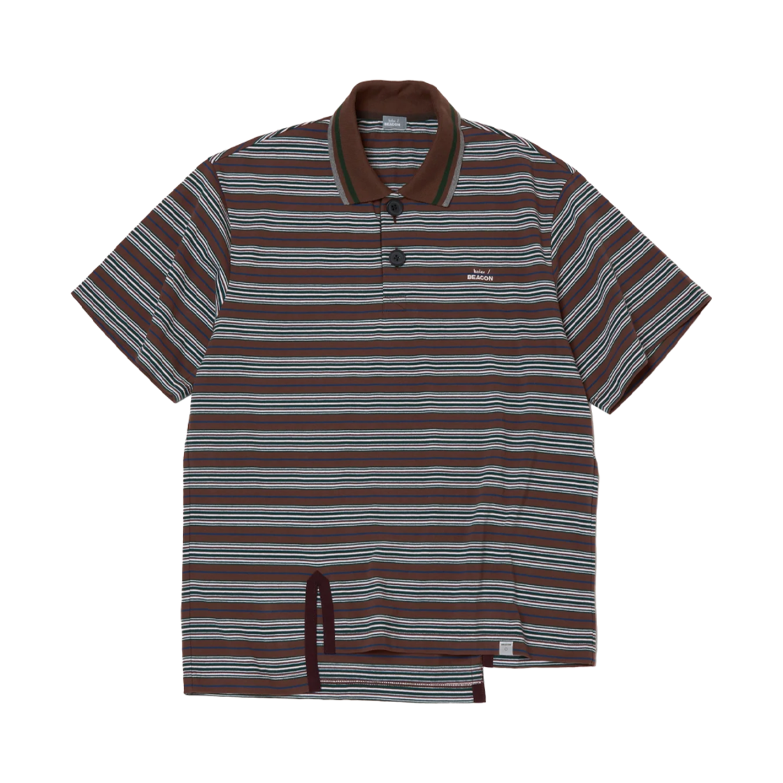 KM5BTSSKB08BR Kolor Beacon 25SBM-T01232 Stripe Polo Tee Brown - 25SS
