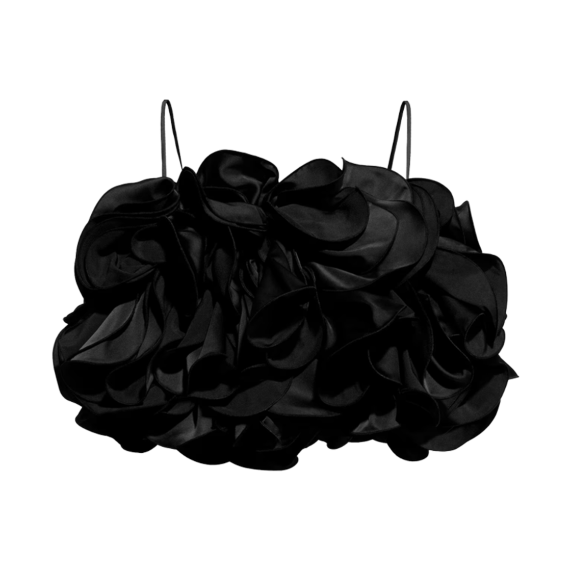 1261840001 (W) H&M x Magda Butrym Ruffle Satin Bustier Top Black