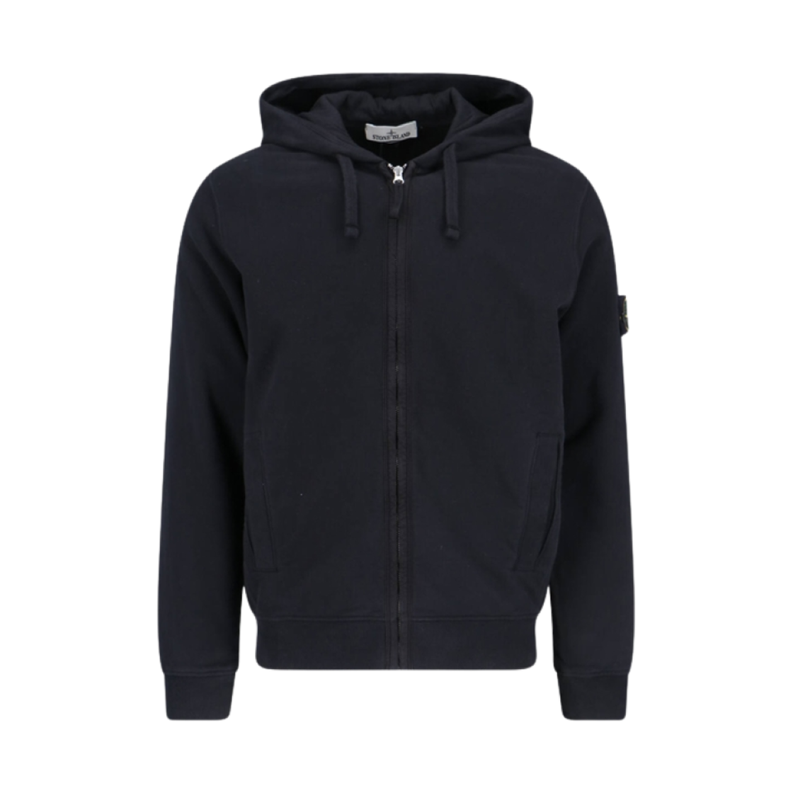 811563520-V0029 Stone Island 63520 Wappen Patch Hooded Full Zip Black - 24FW