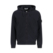 Stone Island 63520 Wappen Patch Hooded Full Zip Black - 24FW