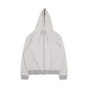 The Coldest Moment Stripe Hooded Zip-Up Grey White Ivory