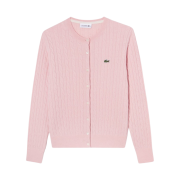 (W) Lacoste Cable Crewneck Cardigan Pink