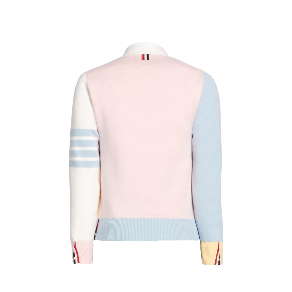 톰브라운 코튼 브이넥 사선 가디건 핑크 멀티컬러(Thom Browne Cotton V-Neck 4-Bar Cardigan Pink Multicolor) - 2