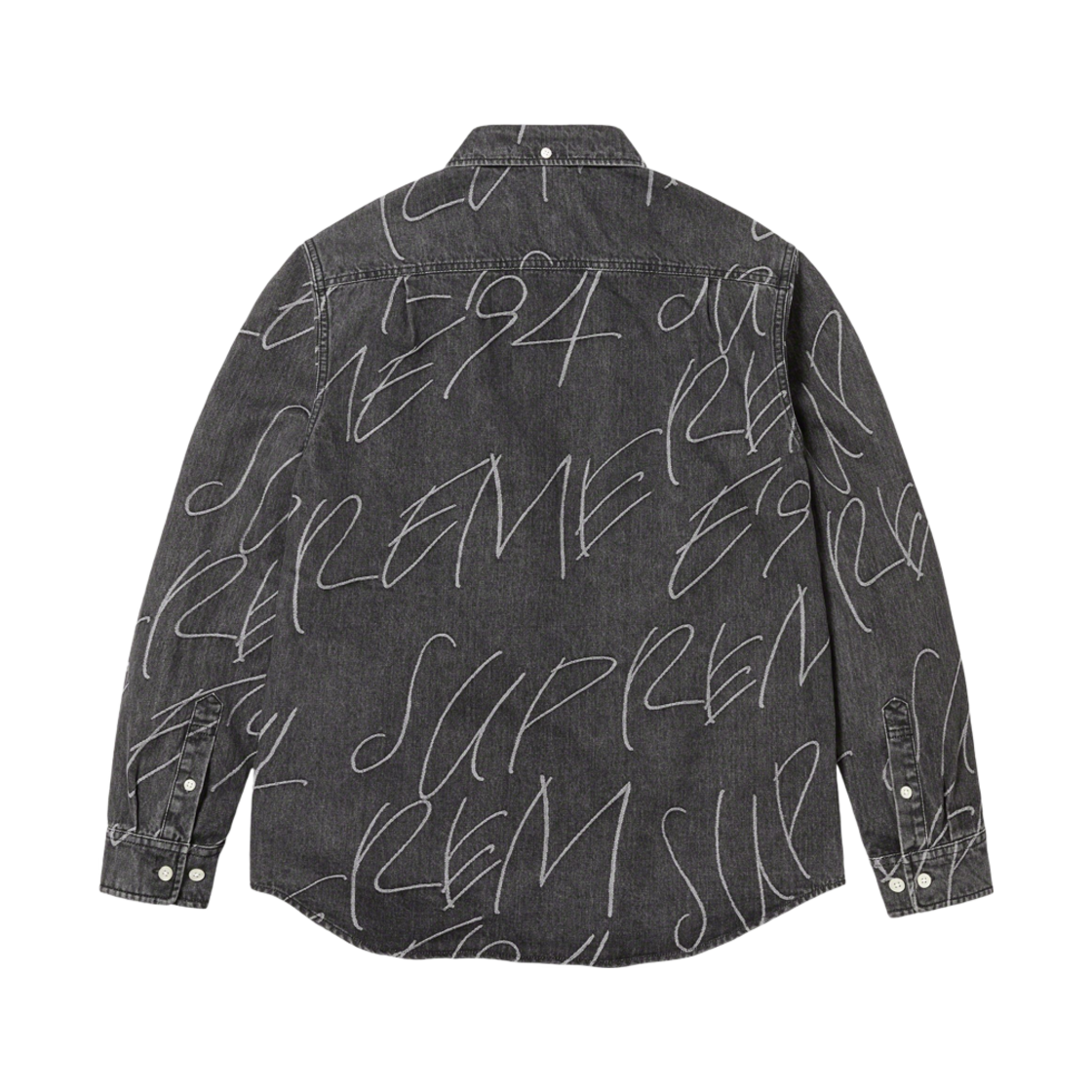 슈프림 핸드라이팅 자카드 데님 셔츠 워시드 블랙 - 23FW(Supreme Handwriting Jacquard Denim Shirt Washed Black - 23FW) - 2
