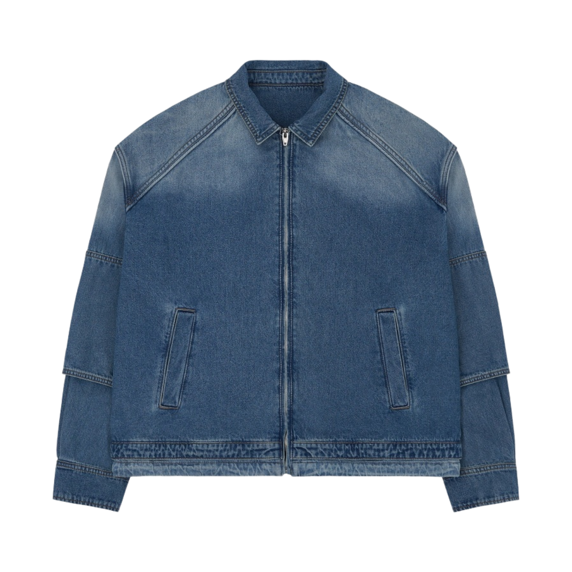 준지 콘 데님 소매 절개 디테일 셔츠 블루