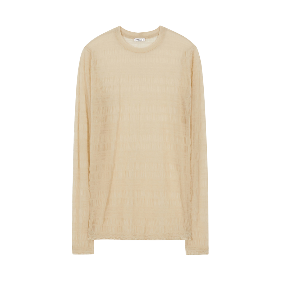YJ0424_09_copy02 YUJI Sheer Smocking Loose Fit Top Beige