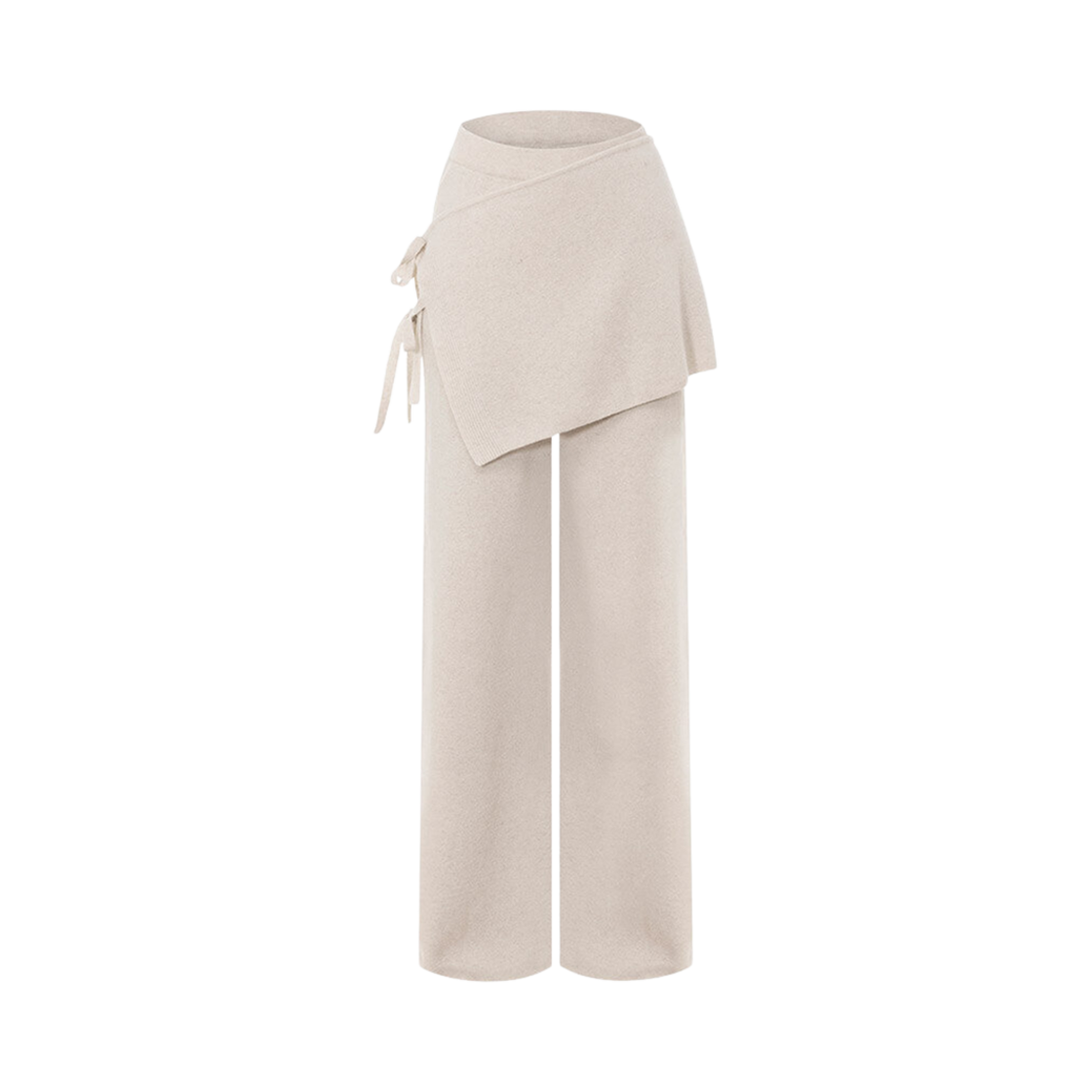 SS4WL956-9F (W) Loeuvre Layered Wrap Skirt & Knit Pants Set Ecru Beige