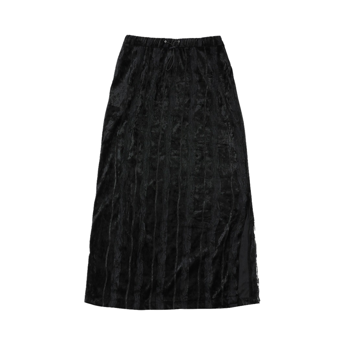 S24SS3001BK SEEN Velvet Tape Long Skirt Black