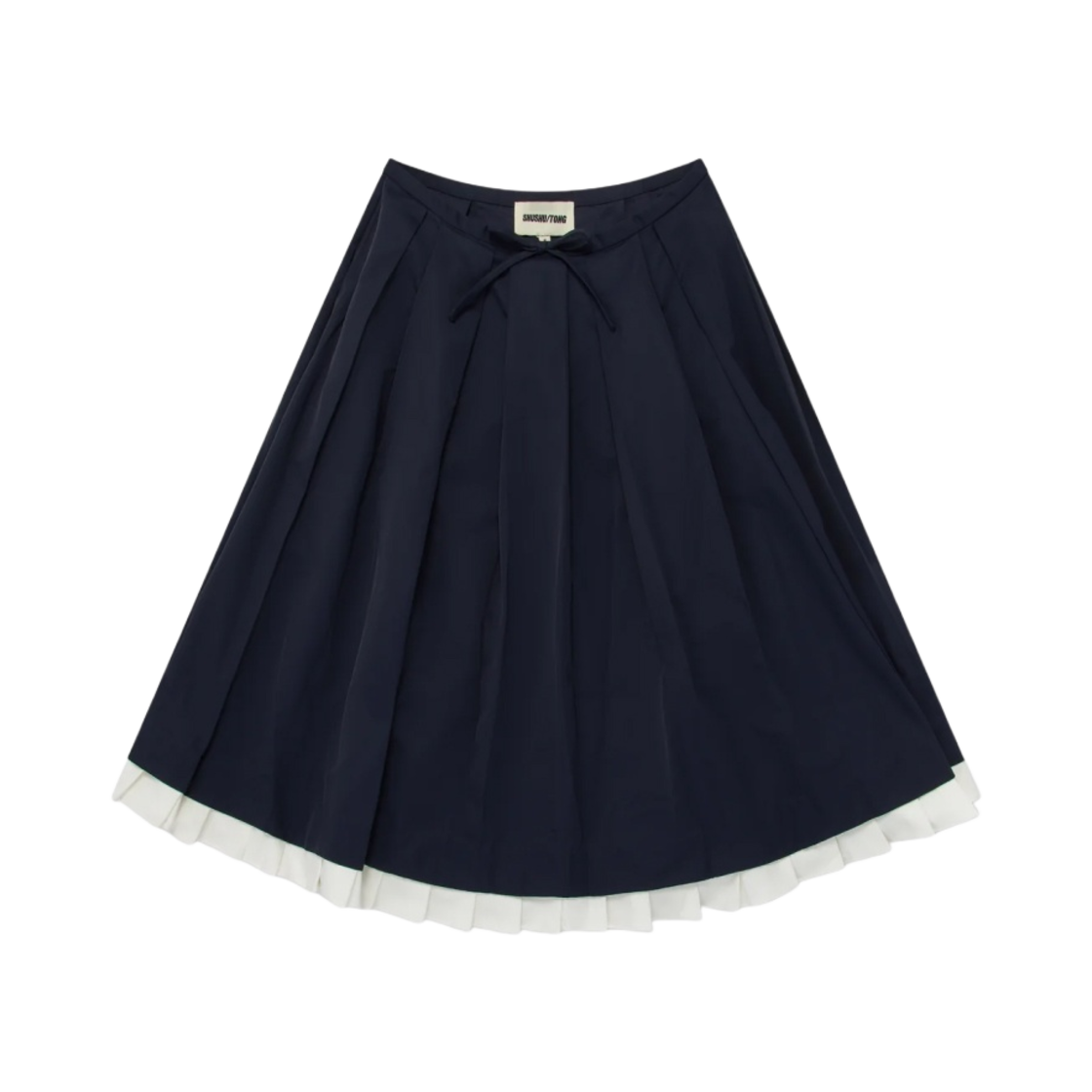 (W) 슈슈통 러플 플리츠 스커트 블랙