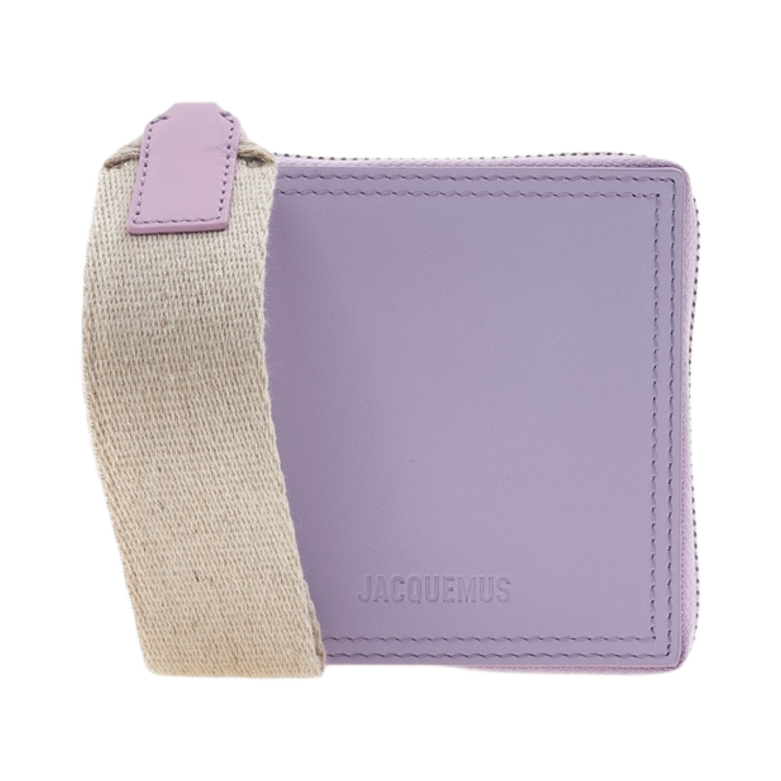 226SL013-3088-640 Jacquemus Le Carre Rond Lanyard Square Wallet Lilac