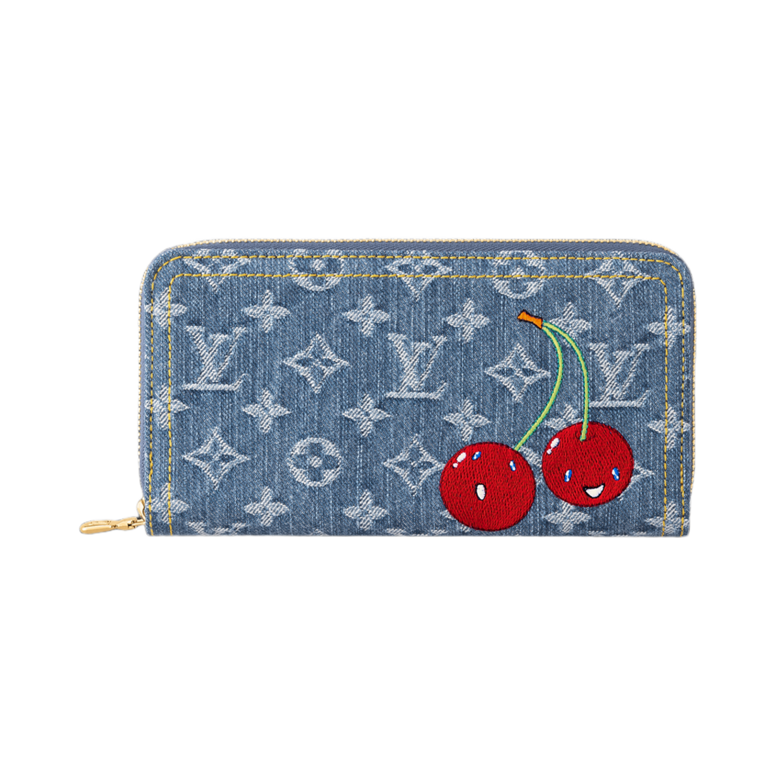 M23161 Louis Vuitton x Murakami Takashi Zippy Wallet Monogram Cherry Denim