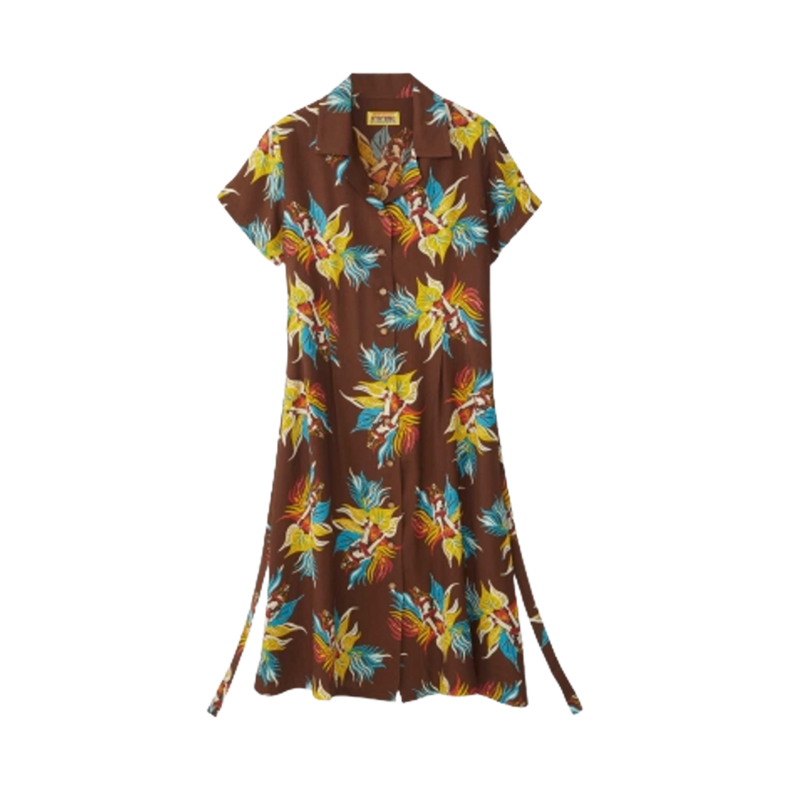 (W) 히스테릭 글래머 트로픽 레이디랜드 패턴 알로하 드레스 브라운((W) Hysteric Glamour Tropic Ladyland Pattern Aloha Dress Brown) - 1