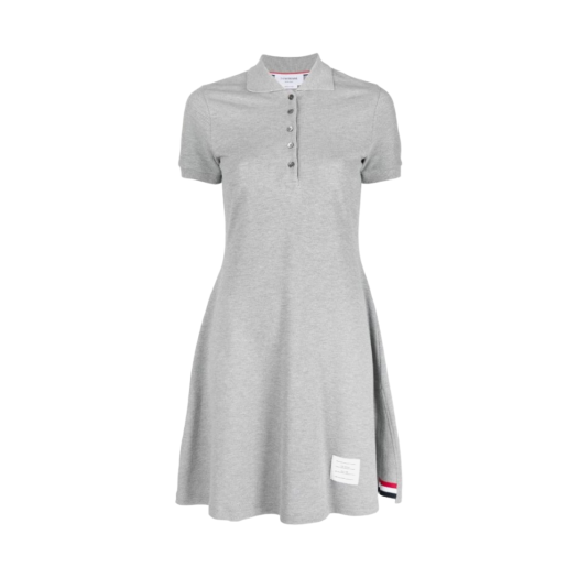 (W) Thom Browne Pique Rib Gusset Tennis Dress Light Grey
