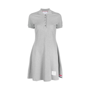 (W) Thom Browne Pique Rib Gusset Tennis Dress Light Grey