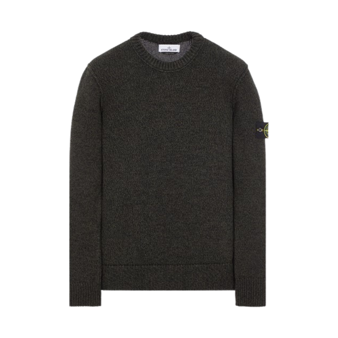 7915515A4-V0029 Stone Island 515A4 Three Color Mouline Lambswool Crewneck Knit Black - 23FW