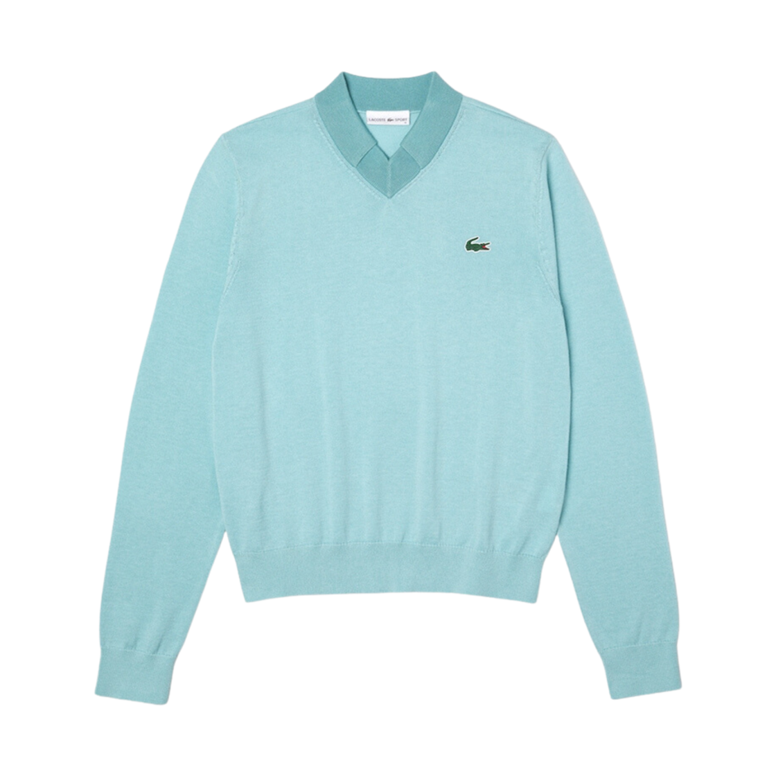 (W) 라코스테 크롭 스타일 폴로 스웨터 라이트 그린 그린((W) Lacoste Crop Style Polo Sweater Light Green Green) - 1