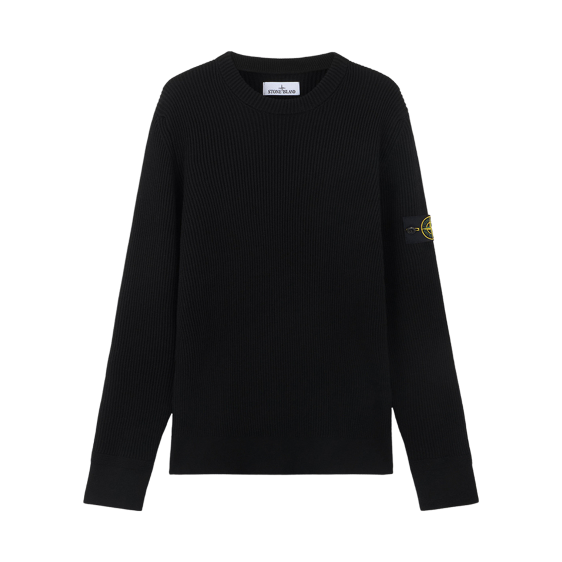 8115553C2-A0029 Stone Island 553C2 Full Rib RWS Wool Crewneck Sweater with Band Motif Black - 24FW