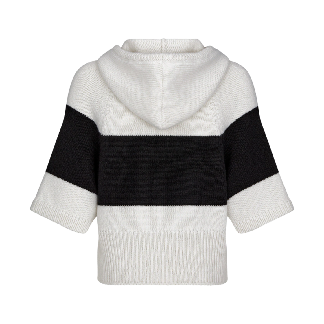 (W) 디올 3/4 슬리브 후드 스웨터 블랙 화이트((W) Dior 3/4 Sleeve Hooded Sweater Black White) - 2