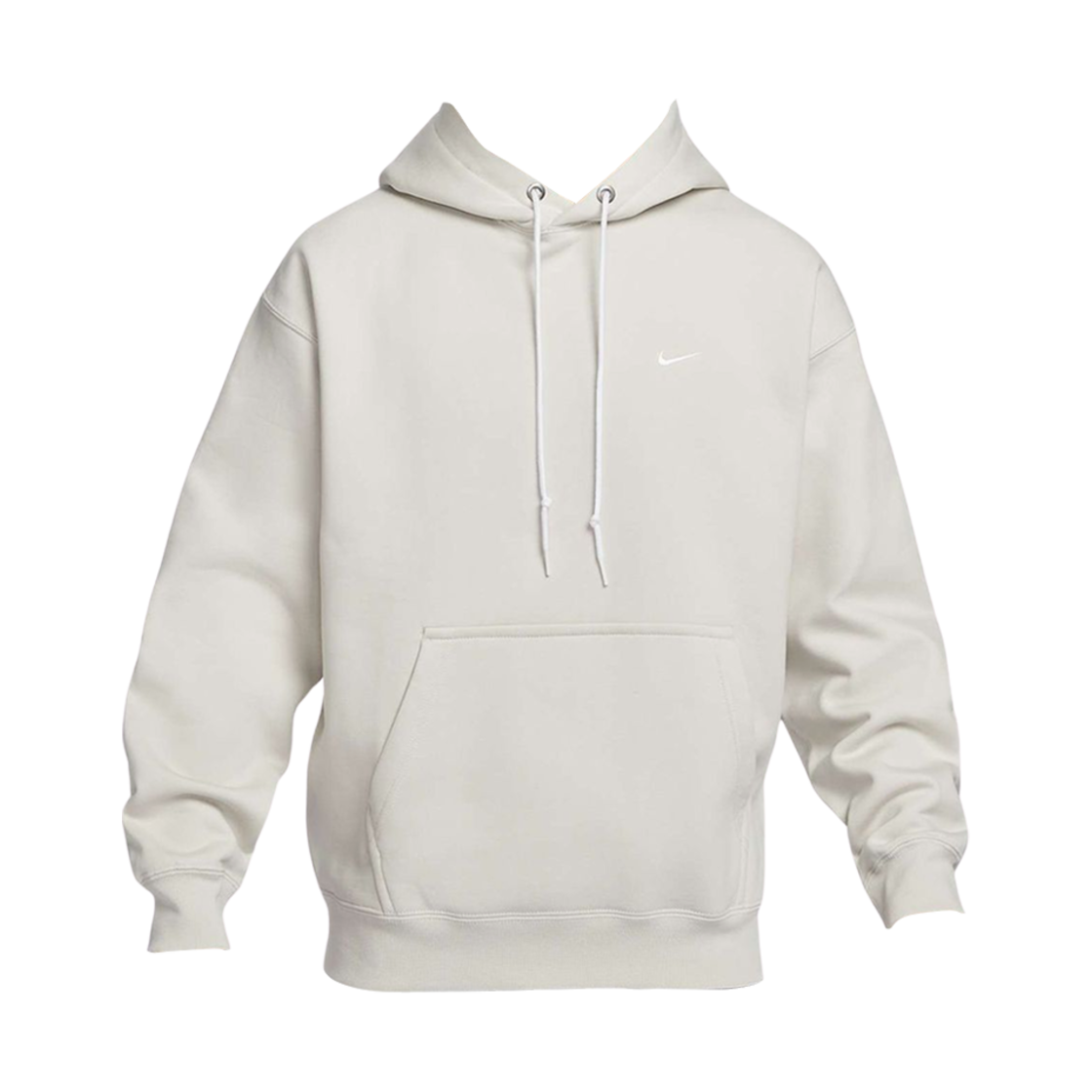 나이키 솔로 스우시 플리스 풀오버 후드 라이트 본 화이트 - 아시아(Nike Solo Swoosh Fleece Pullover Hoodie Light Bone White - Asia)