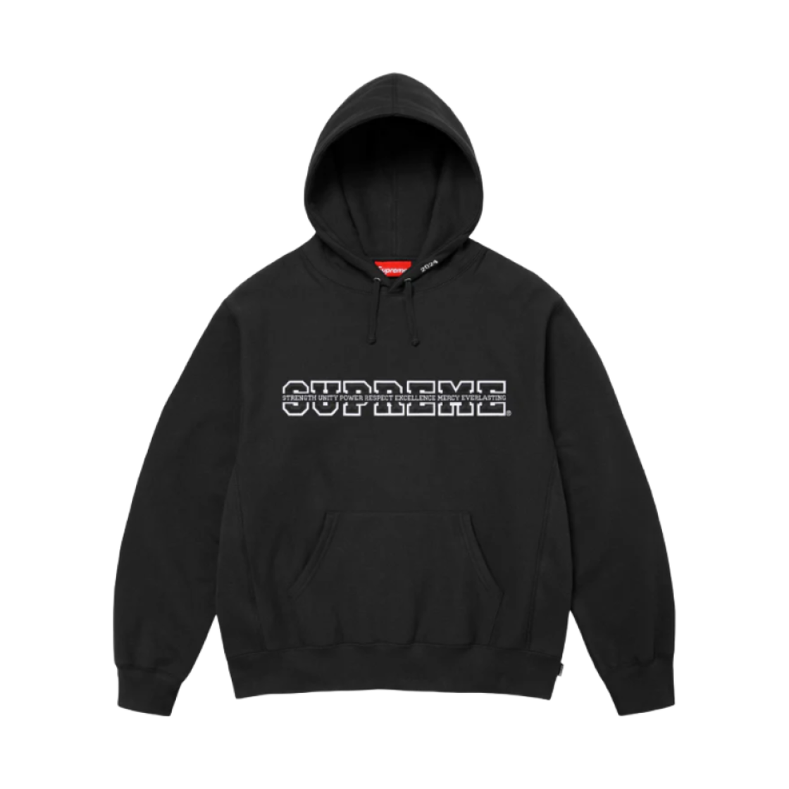 슈프림 컬리지에이트 아크로님 후드 스웨트셔츠 블랙 - 24FW