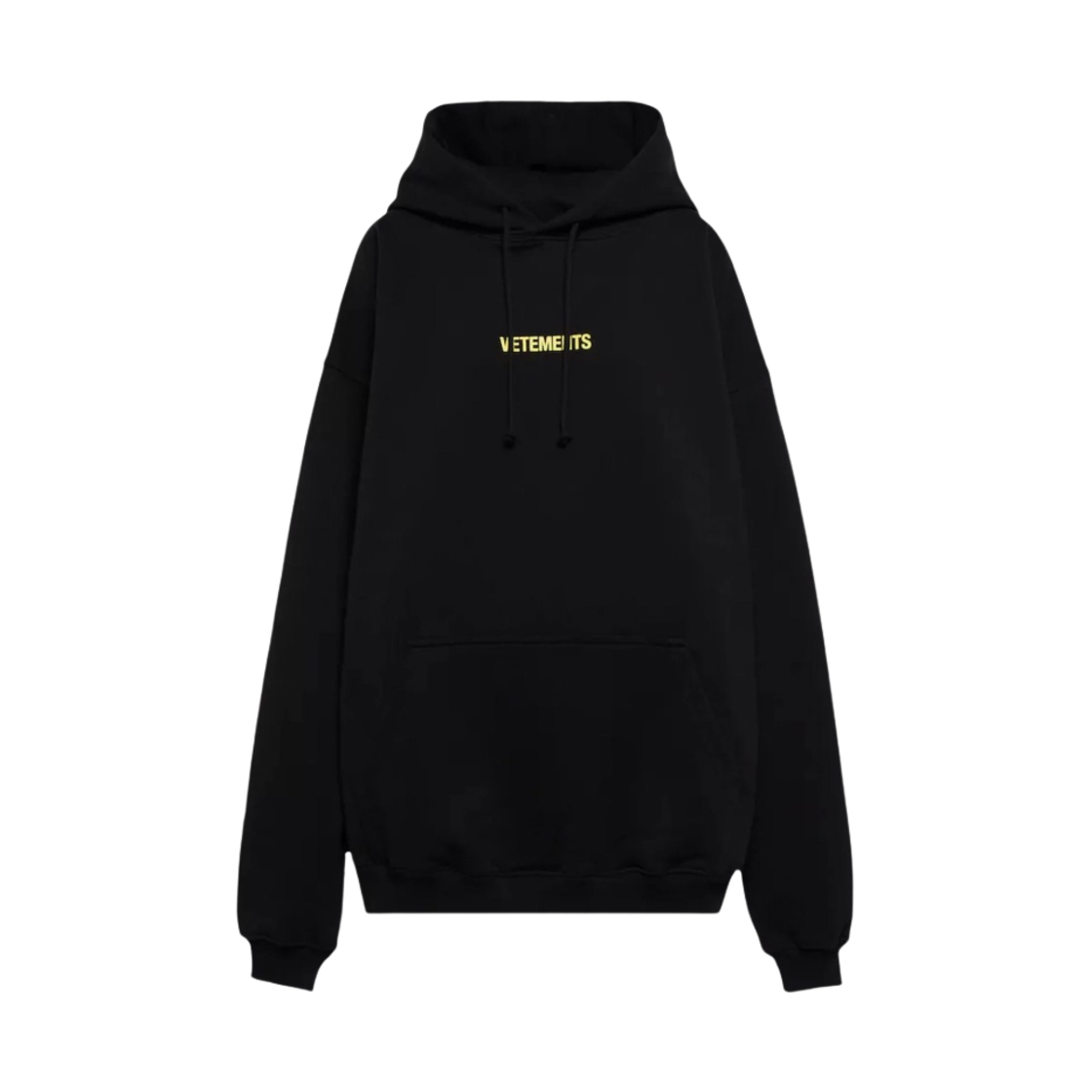 베트멍 로고 라벨 후디 블랙 네온 옐로우(Vetements Logo Label Hoodie Black Neon Yellow) - 1