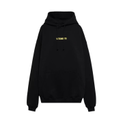 Vetements Logo Label Hoodie Black Neon Yellow