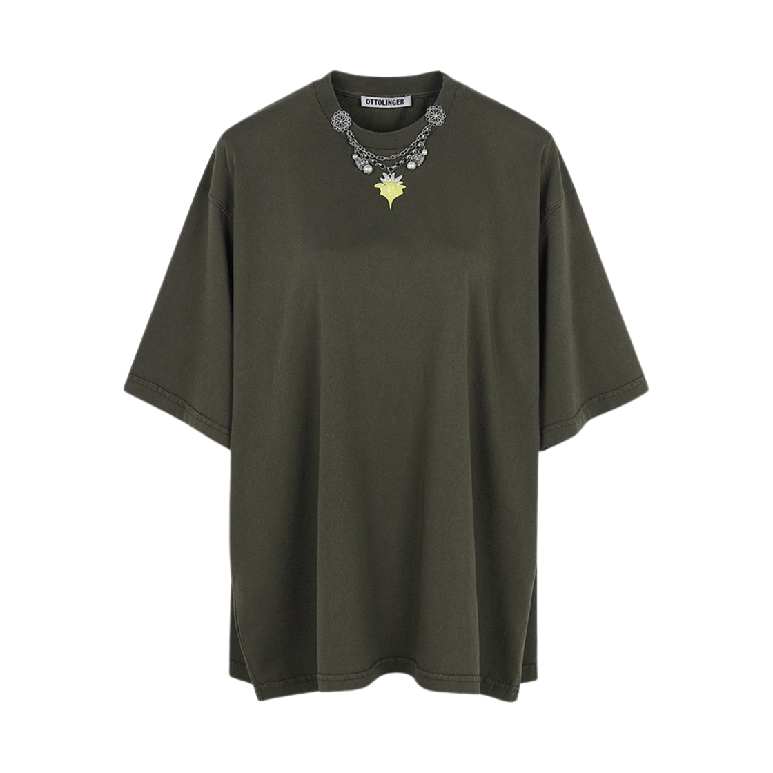 오토링거 오버사이즈 참 티셔츠 다크 브라운 워시 - 24FW(Ottolinger Oversized Charm T-Shirt Dark Brown Wash - 24FW)