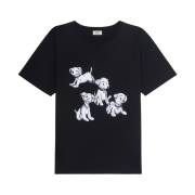 Celine Loose T-Shirt in Cotton Jersey with Artist Print Black