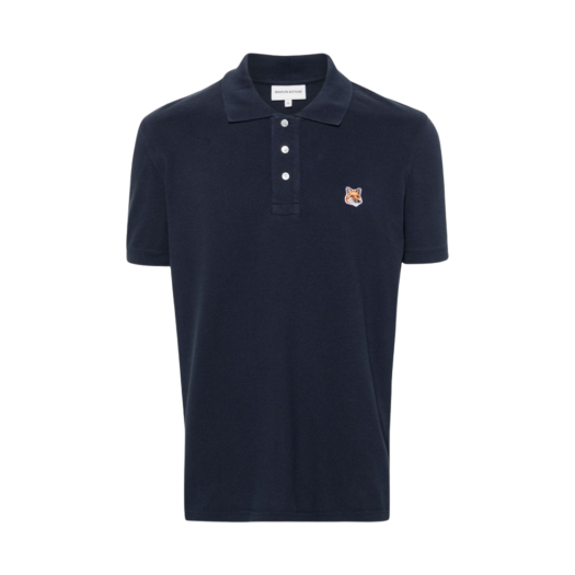 LM00208KJ7002-P476 Maison Kitsune Fox Head Patch Polo Ink Blue
