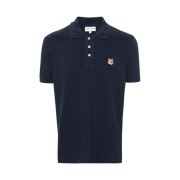 Maison Kitsune Fox Head Patch Polo Ink Blue