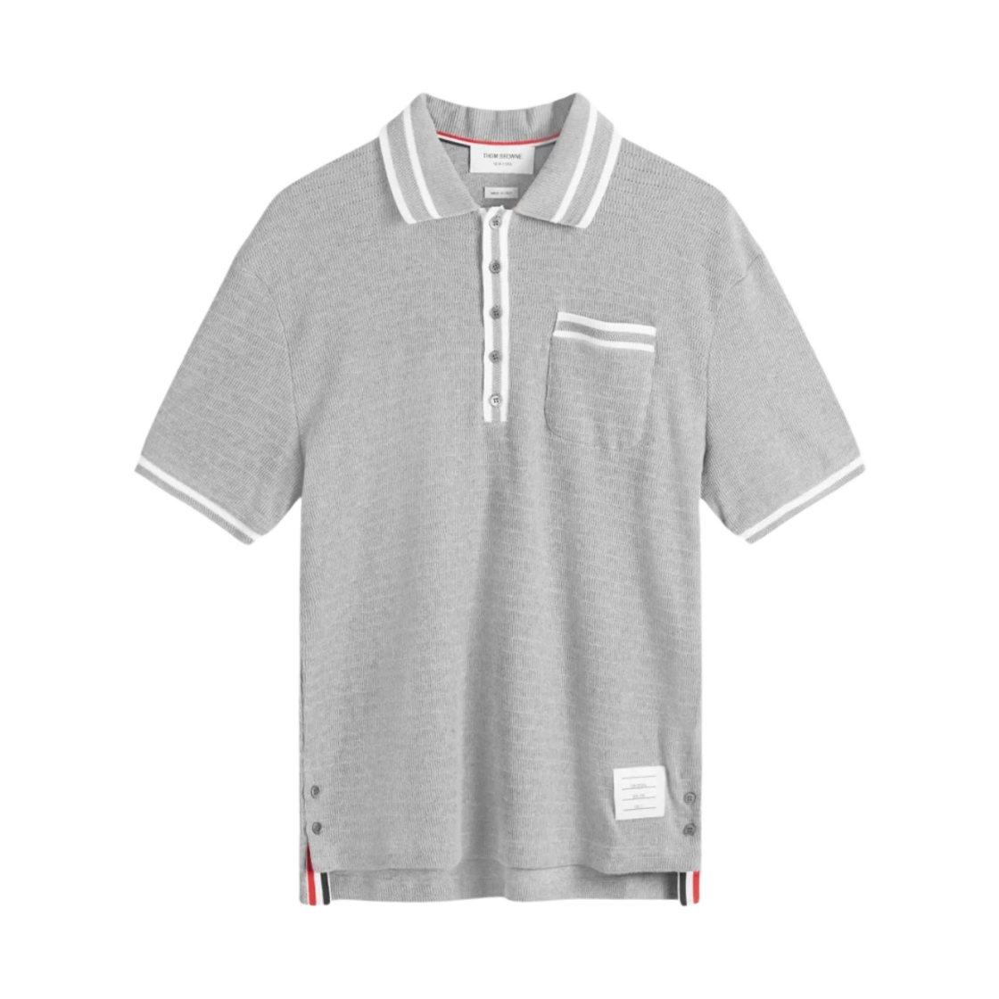 MJP201A-J0153-055 Thom Browne Textured Tipped Polo Light Grey