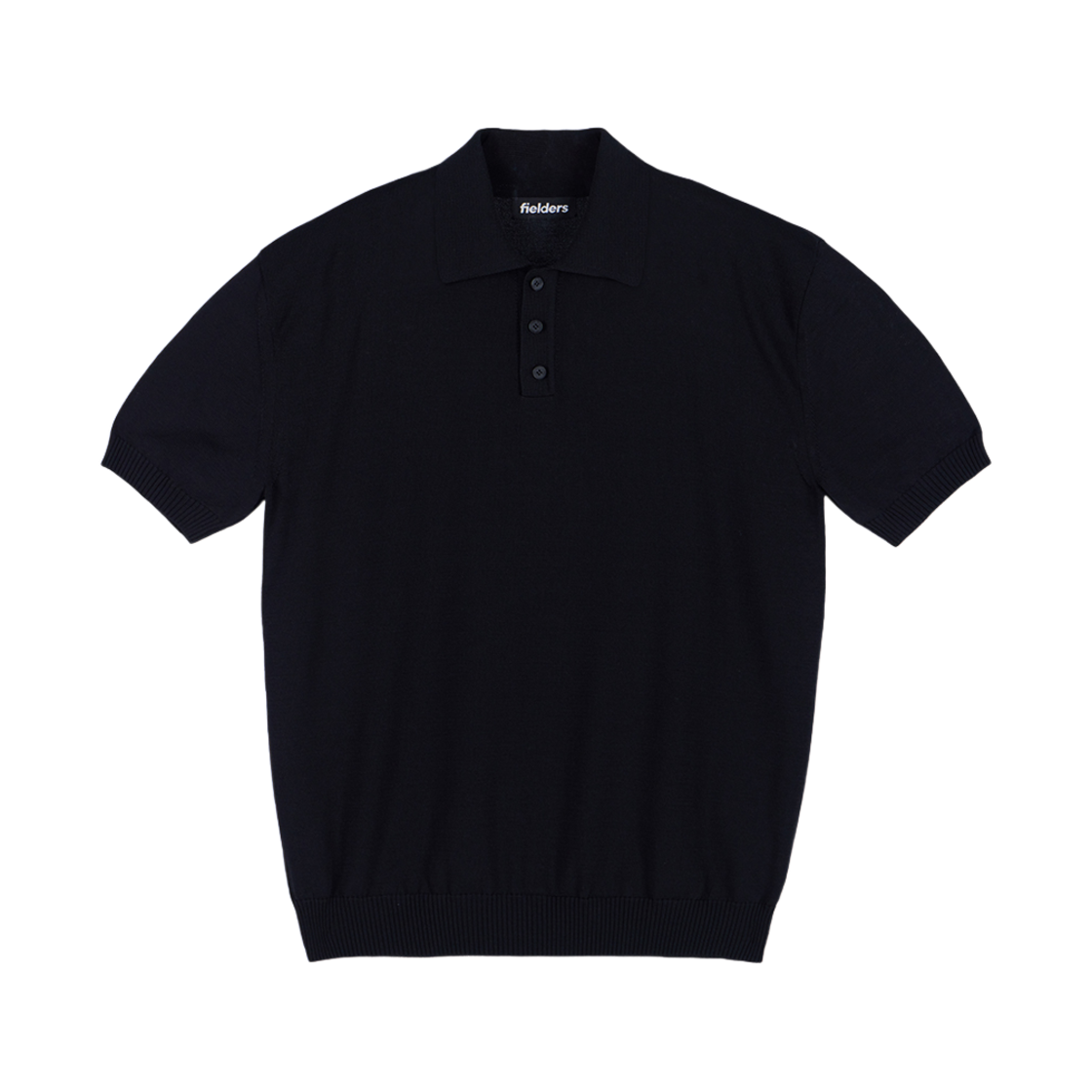 필더스 스탠다드 버튼 카라 하프 니트 블랙(Fielders Standard Button Collar Half Knit Black) - 1