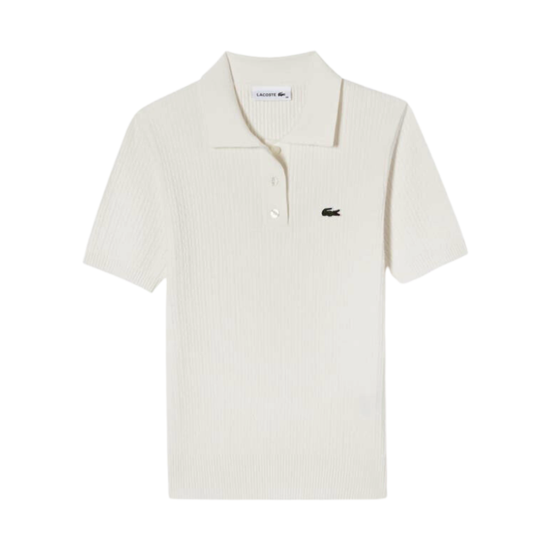 (W) 라코스테 케이블 폴로 스웨터 화이트((W) Lacoste Cable Polo Sweater White) - 1