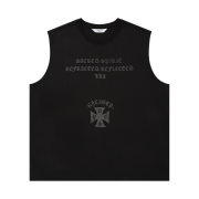 PHOS333 Uncaged Slogan Sleeveless Black