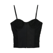 (W) Bohemian Seoul Lingerie Shirring Hook Bustier Black