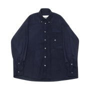 Haleine Carpenter Pocket Wool Tweed Shirts Navy (VT313)