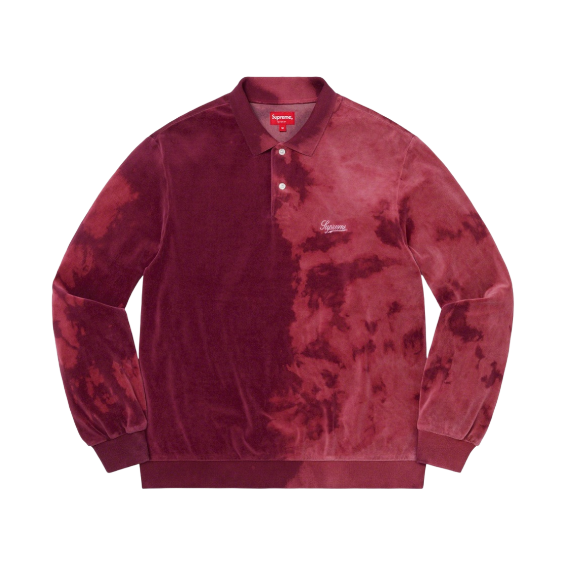 - Supreme Bleached Velour L/S Polo Magenta - 21SS