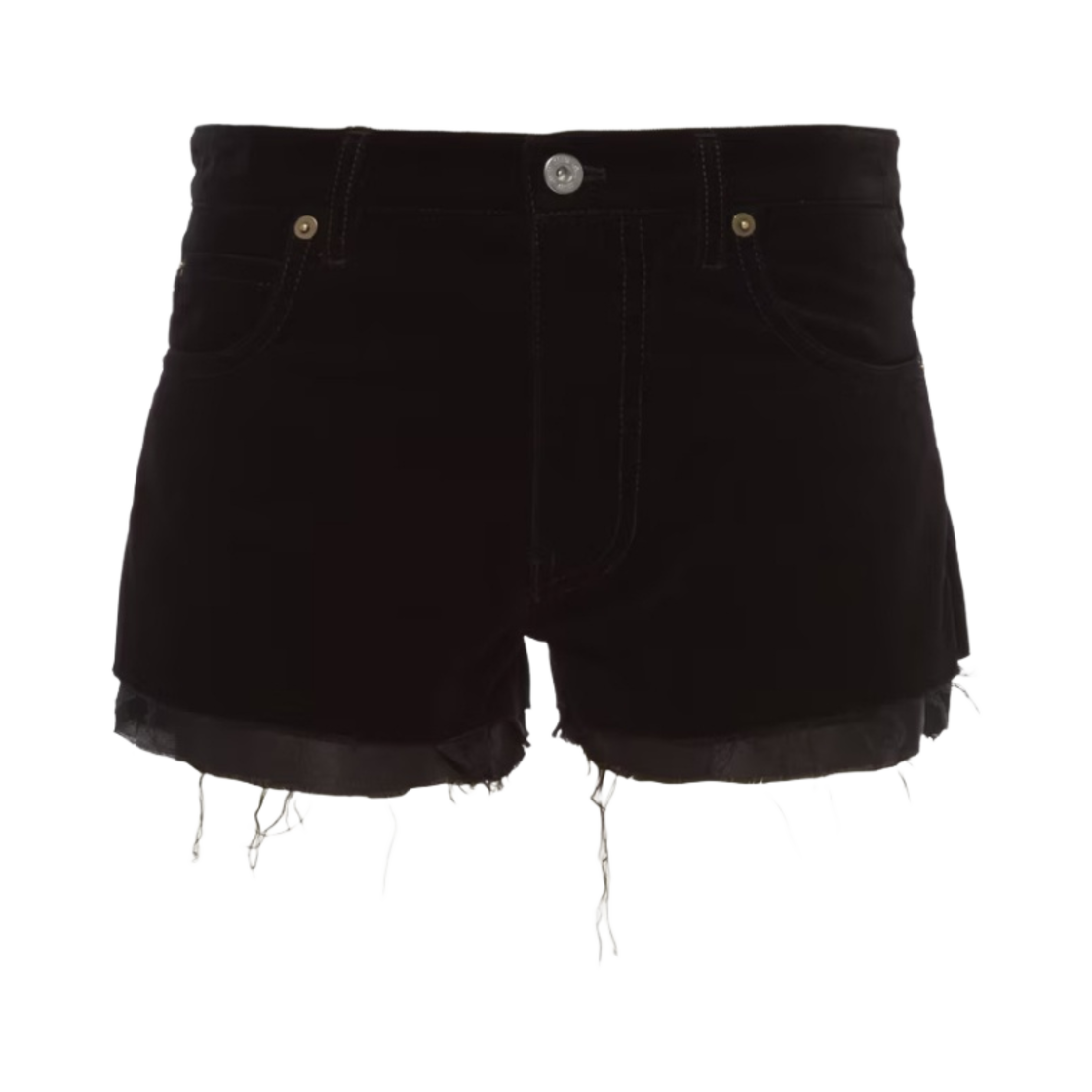 MP1624-1Z36-F0002 (W) Miu Miu Washed Velvet Shorts Black